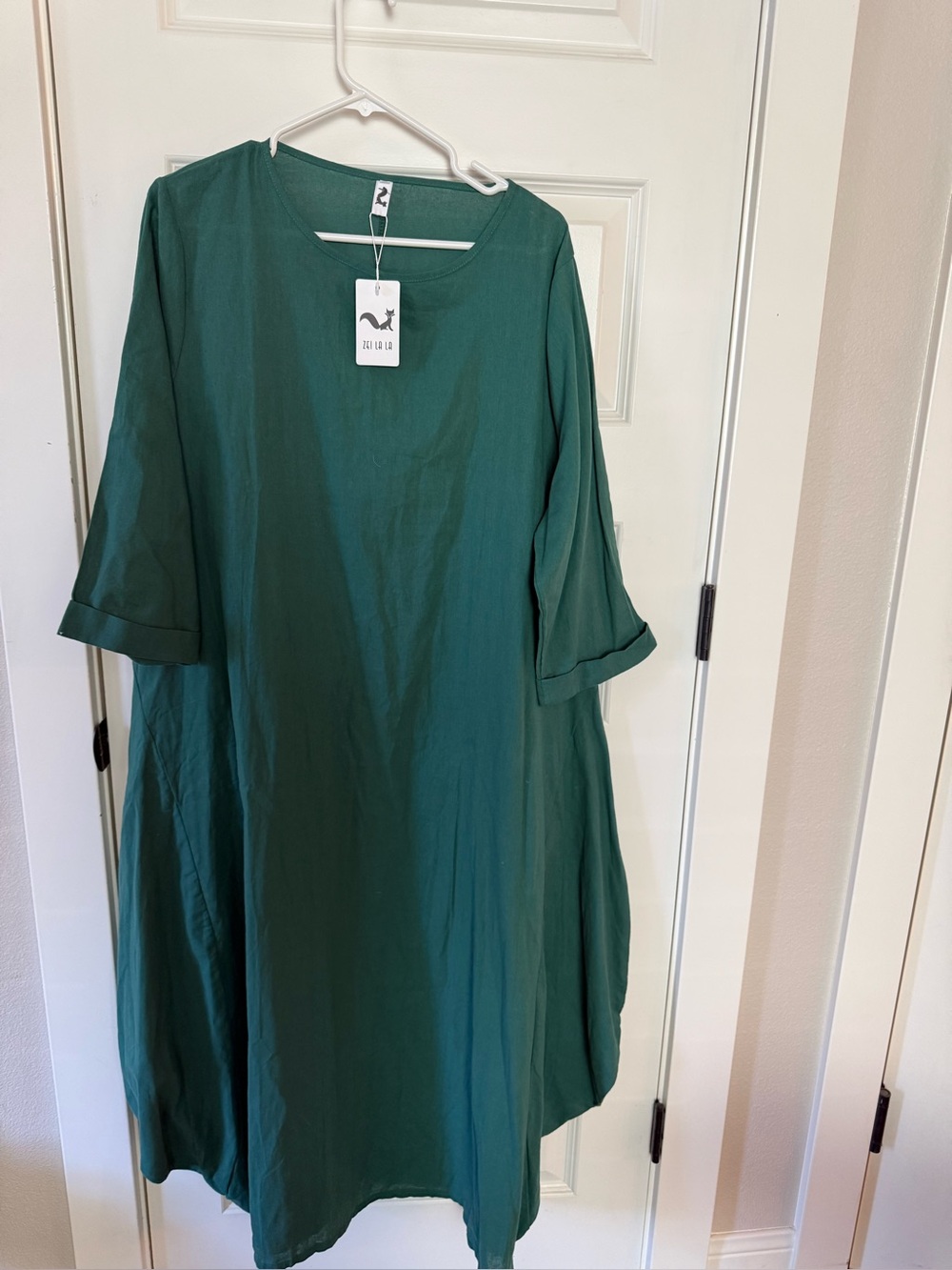 Emerald Green Long Sleeve A-Line Dress